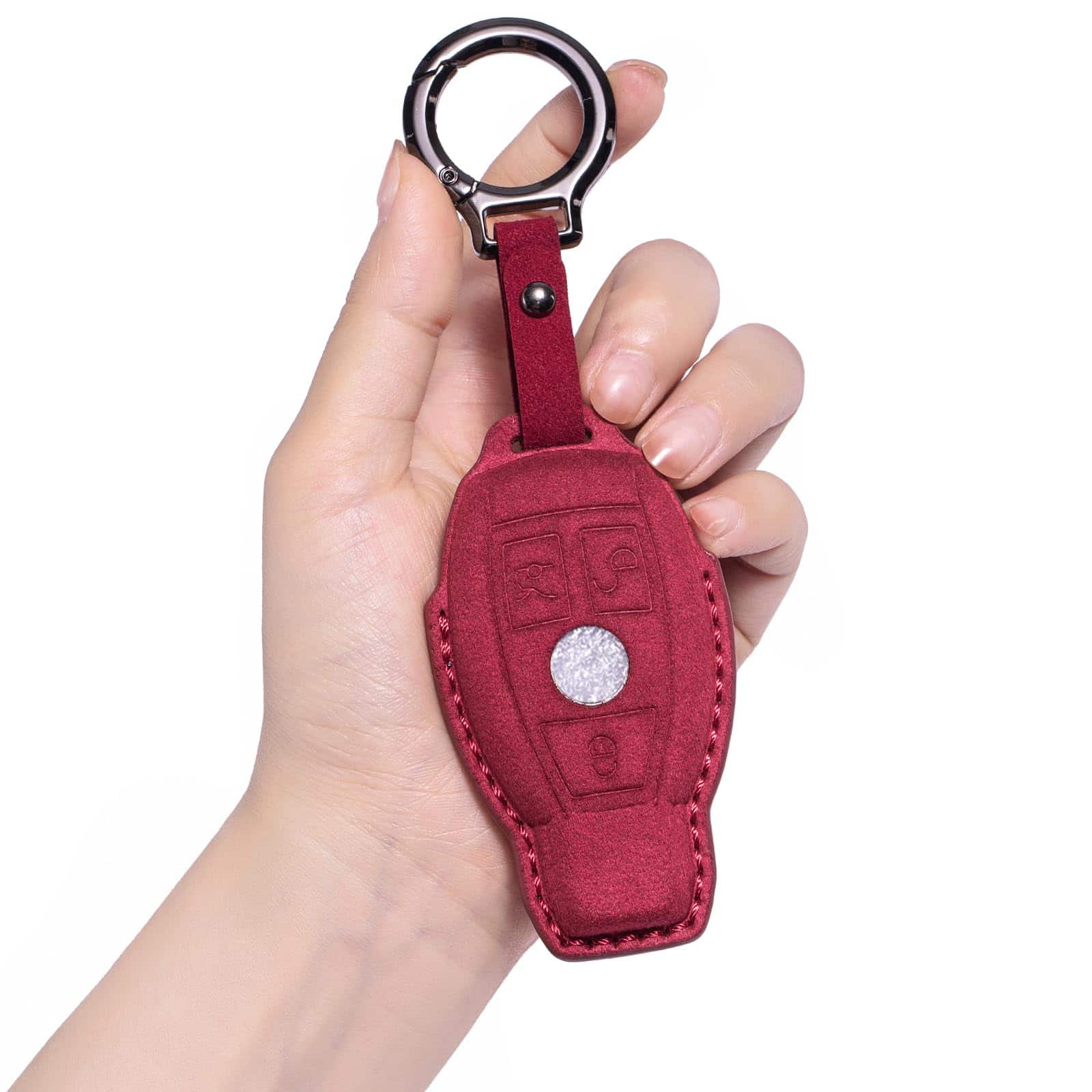 Funda de Cuero Genuino para Llavero de Mercedes Benz,