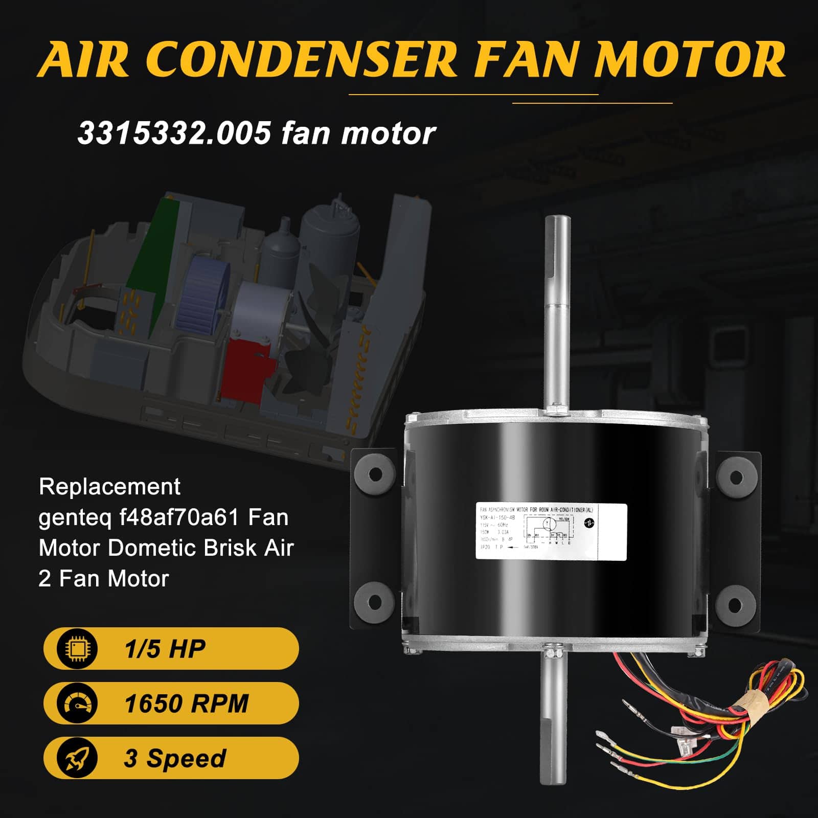 Motor de ventilador de aire acondicionado RV universal, - Imagen 3