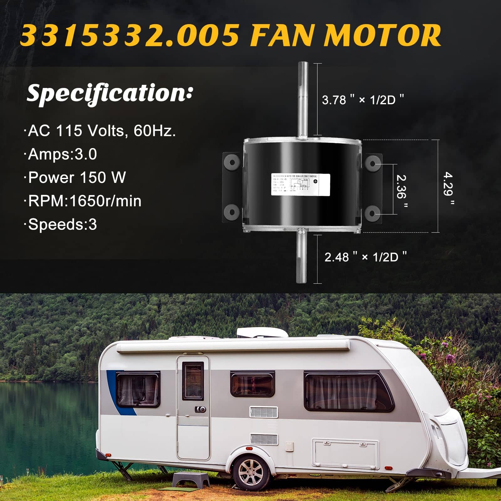 Motor de ventilador de aire acondicionado RV universal, - Imagen 5
