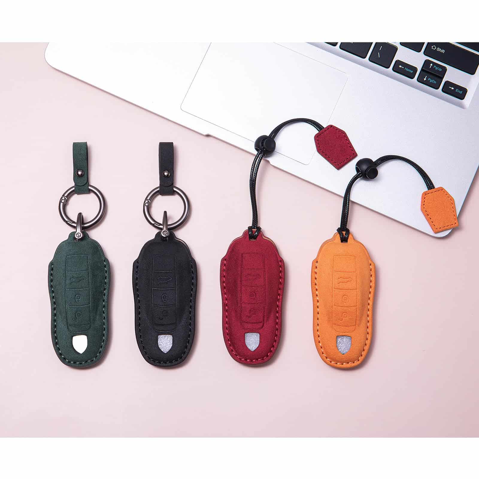 Cubierta de llave de cuero genuino para Porsche, compatible - Imagen 8