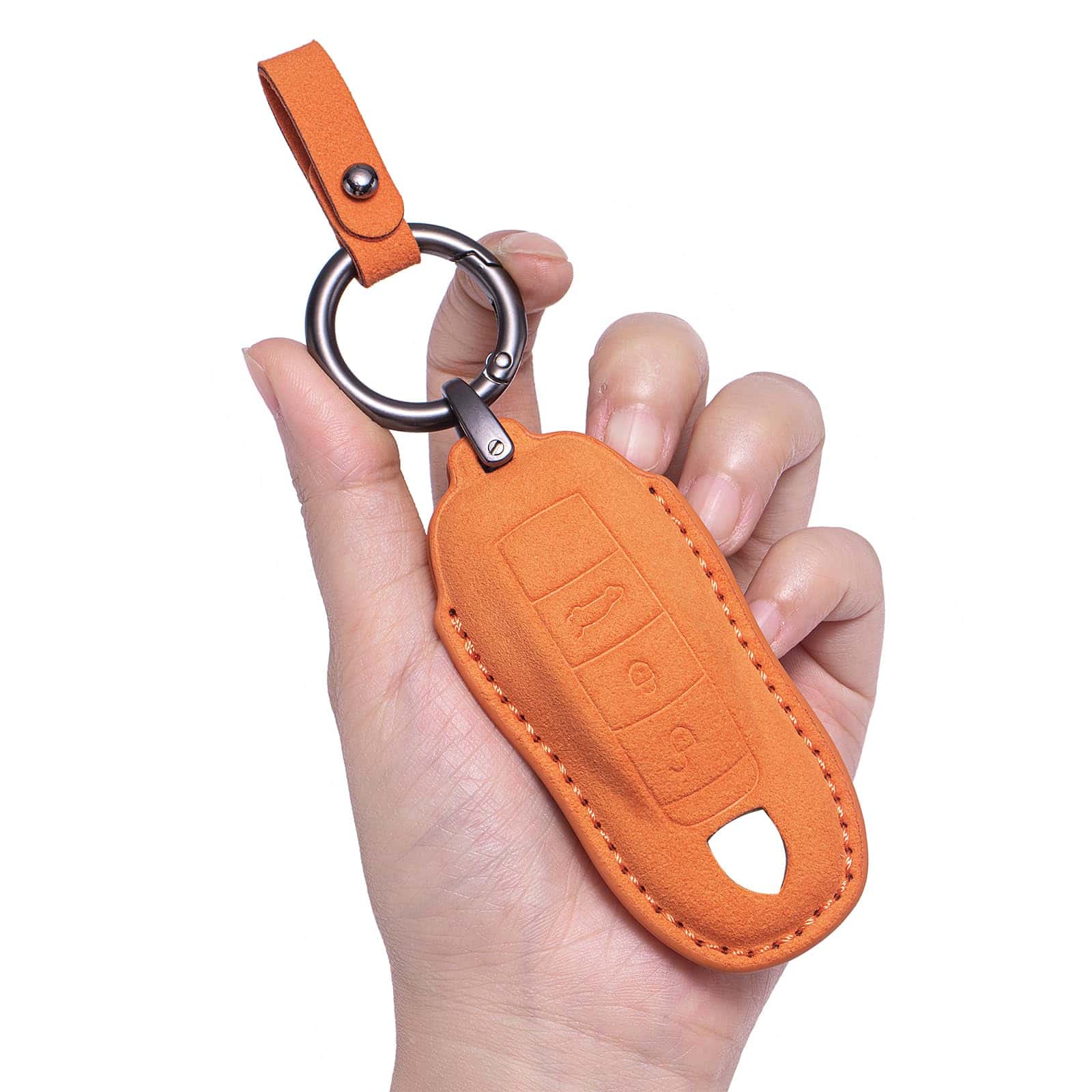 Cubierta de llave de cuero genuino para Porsche, compatible