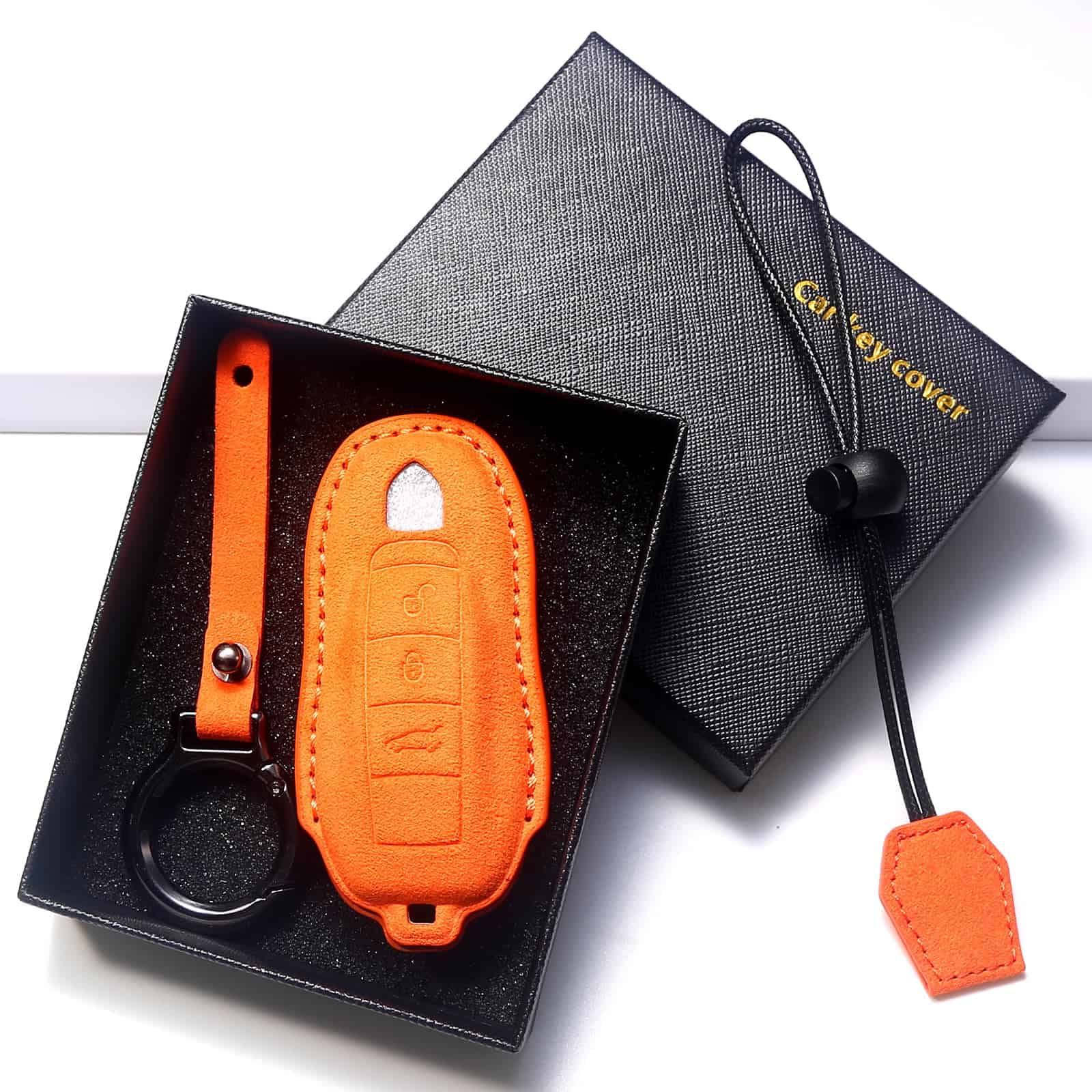 Cubierta de llave de cuero genuino para Porsche, compatible - Imagen 3
