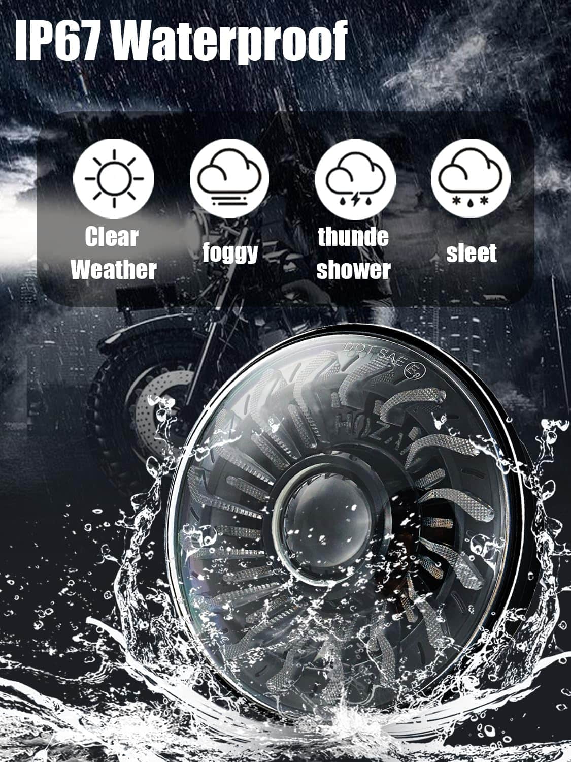 Faros LED de Motocicleta HENGTUAOTO de 7" con DRL en forma - Imagen 5