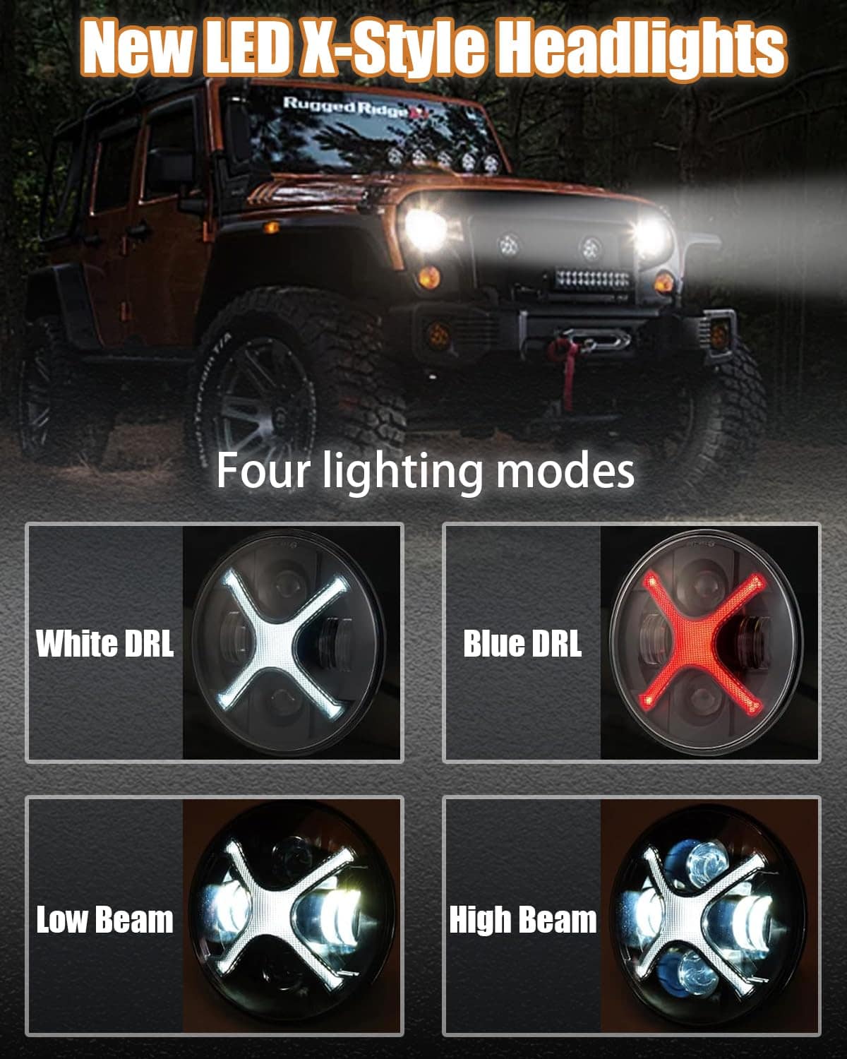 Faros LED redondos HENGTUAOTO de 7 pulgadas con luz diurna - Imagen 6