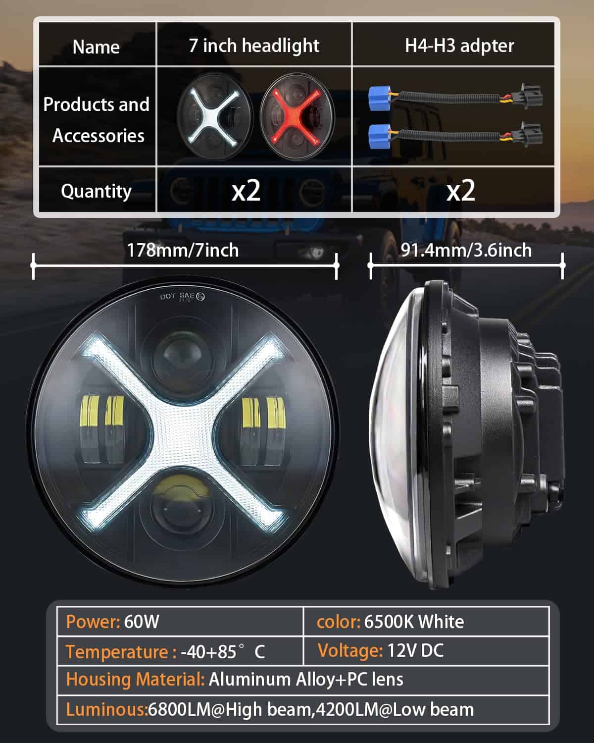 Faros LED redondos HENGTUAOTO de 7 pulgadas con luz diurna - Imagen 7