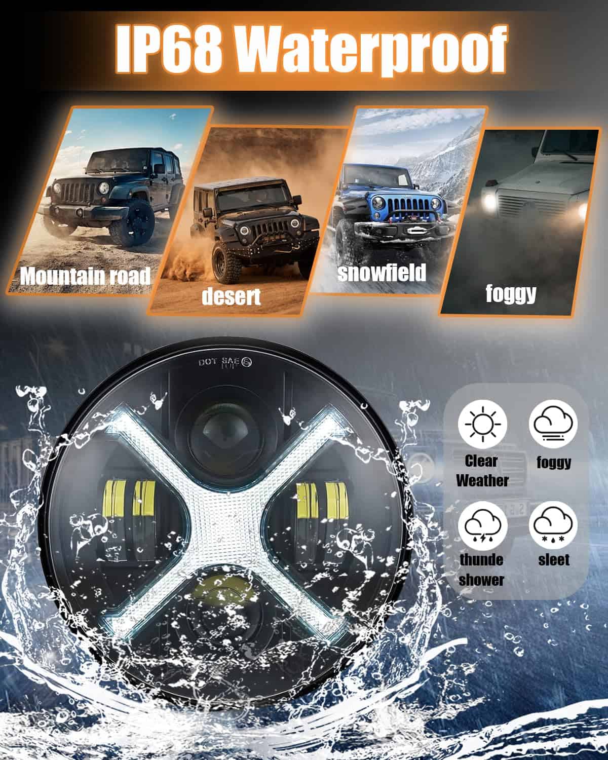 Faros LED redondos HENGTUAOTO de 7 pulgadas con luz diurna - Imagen 4