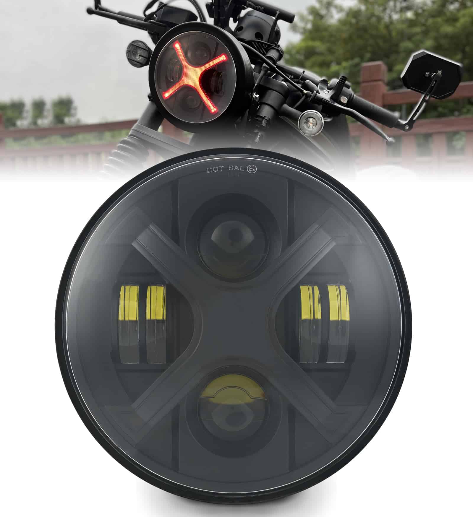 Faros Delanteros LED de Motocicleta 7 Pulgadas Estilo X