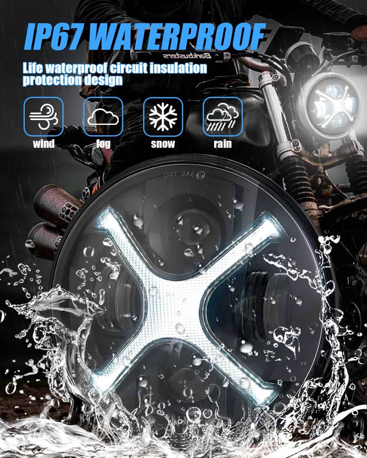 Faros Delanteros LED de Motocicleta 7 Pulgadas Estilo X - Imagen 5