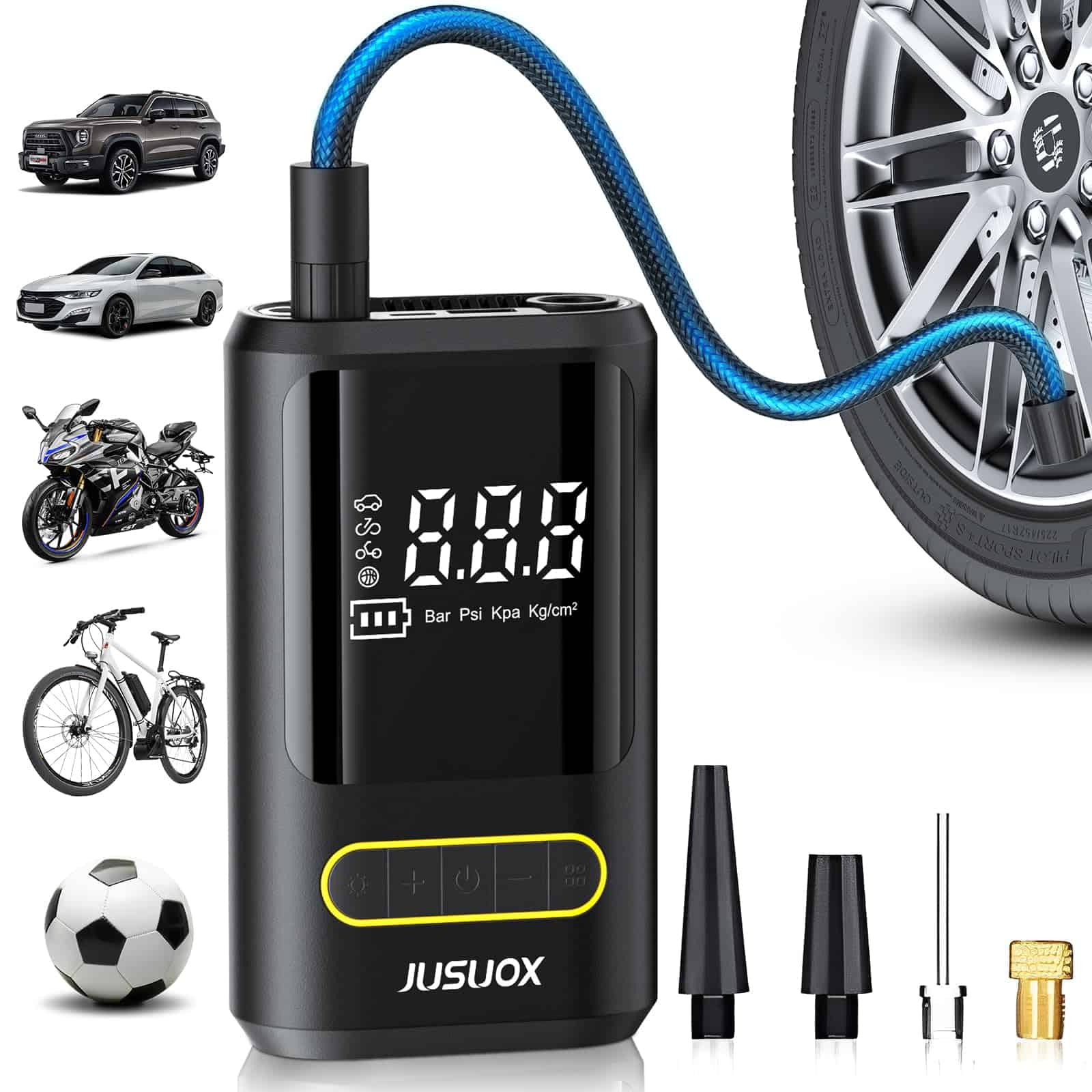 Inflador de neumáticos JUSUOX, Compresor de -Negro - Imagen 9