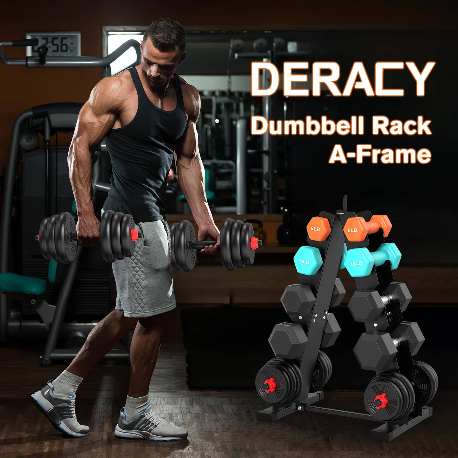 DERACY Soporte para Pesas de Mancuernas, Soporte A-Frame - Imagen 5