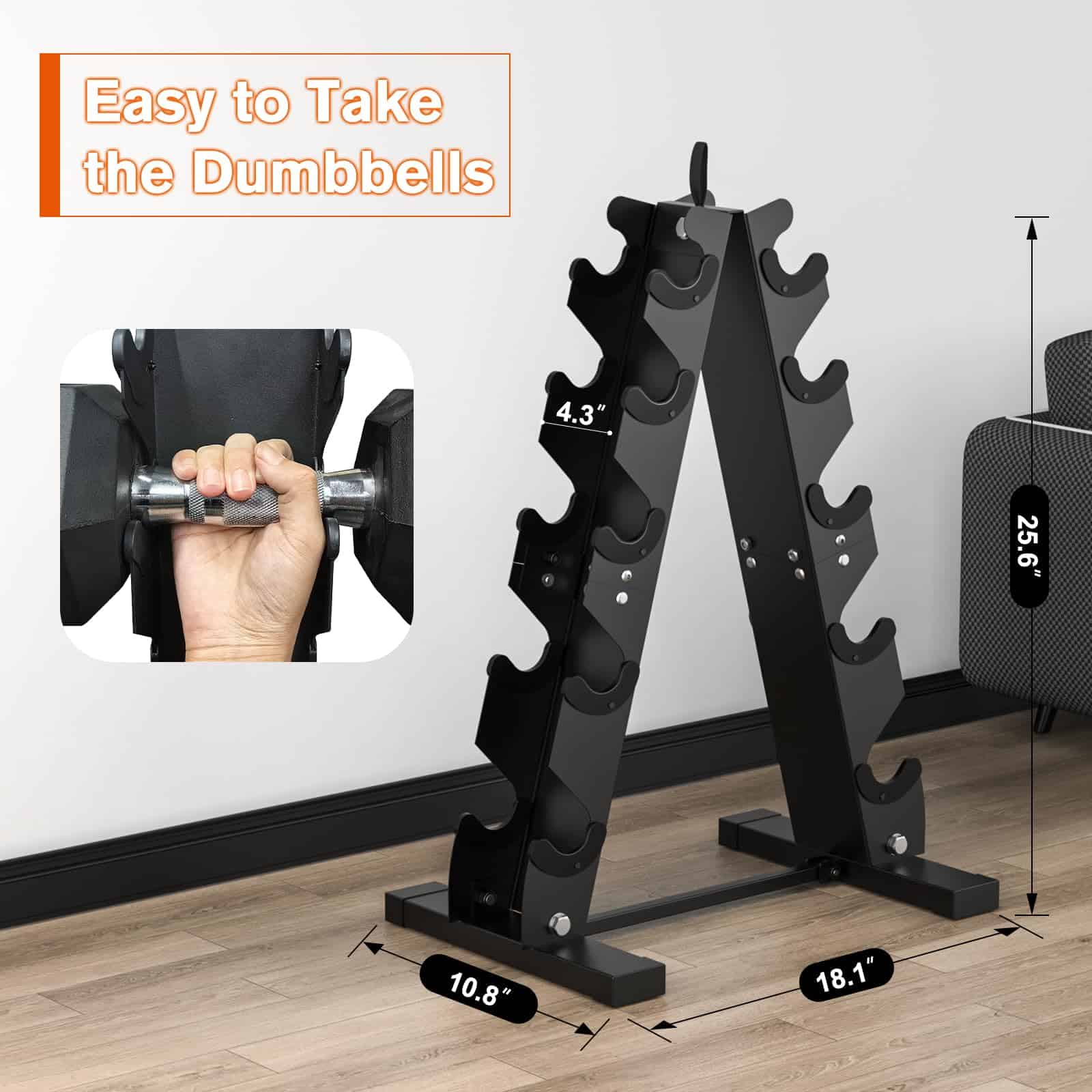 DERACY Soporte para Pesas de Mancuernas, Soporte A-Frame - Imagen 6