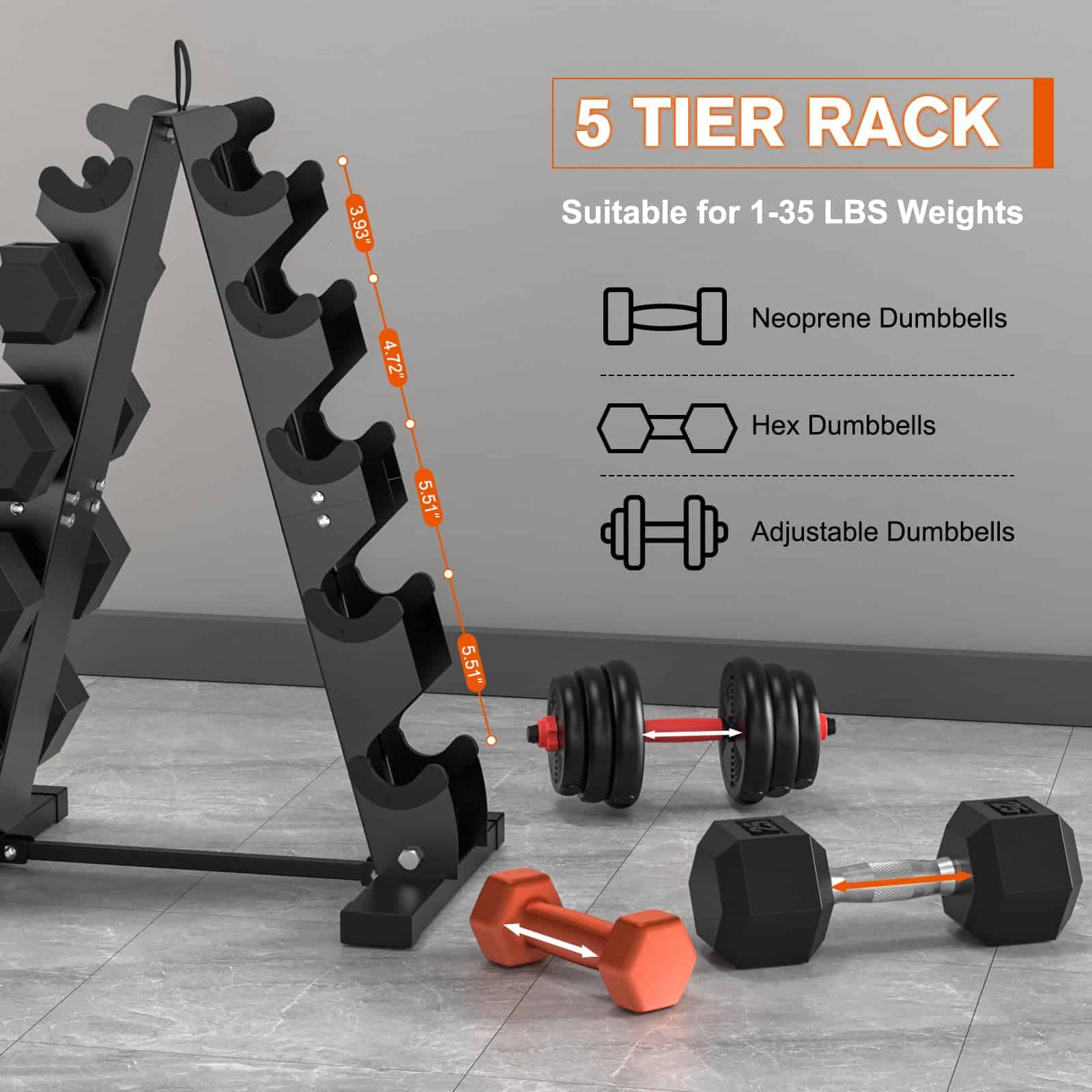 DERACY Soporte para Pesas de Mancuernas, Soporte A-Frame - Imagen 7