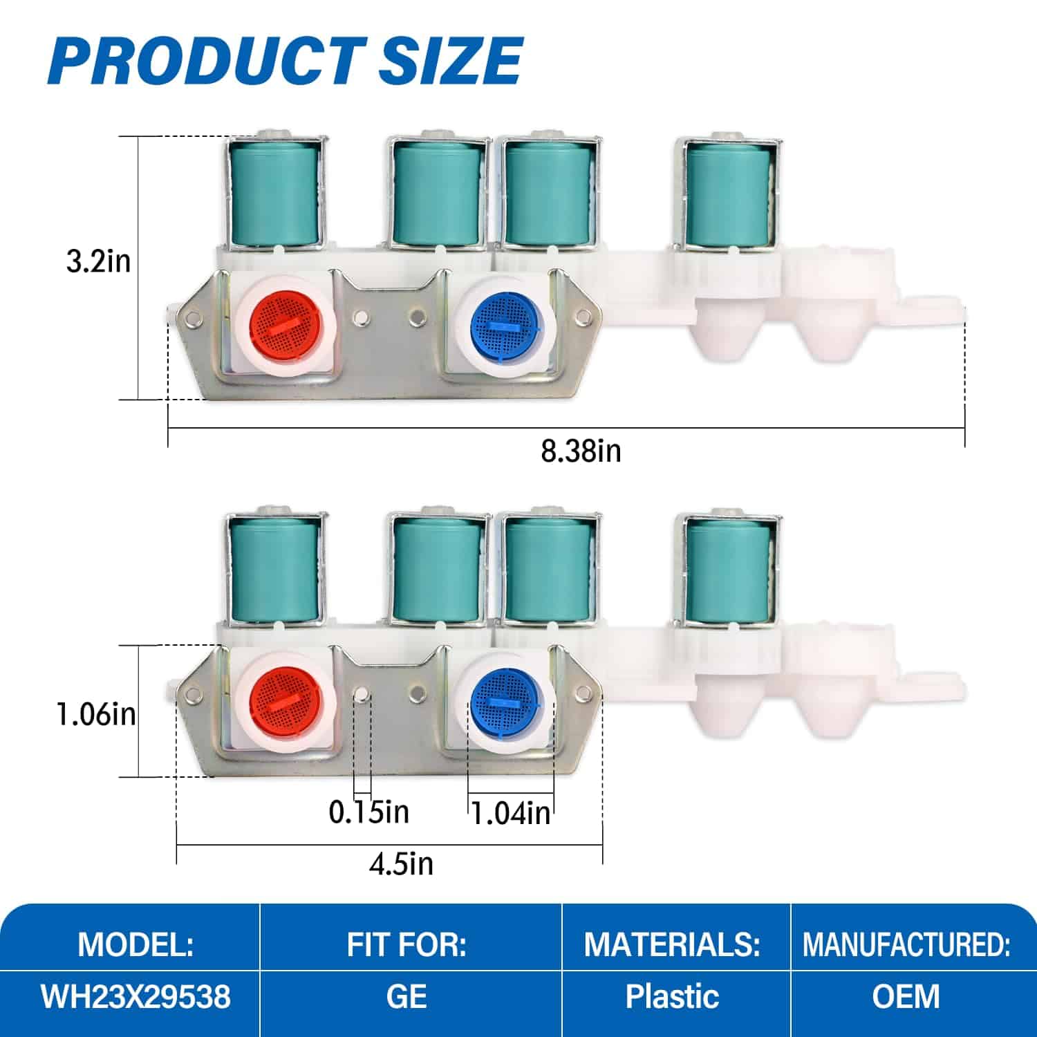 Válvula de entrada de agua para lavadora WH23X29538 OEM - Imagen 4