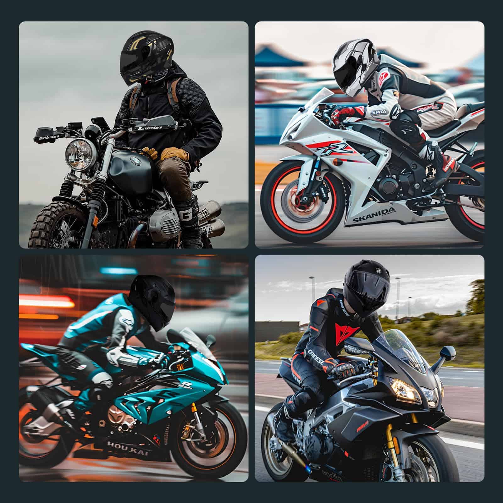 Casco Modular de Motocicleta con Bluetooth, -Negro - Imagen 8