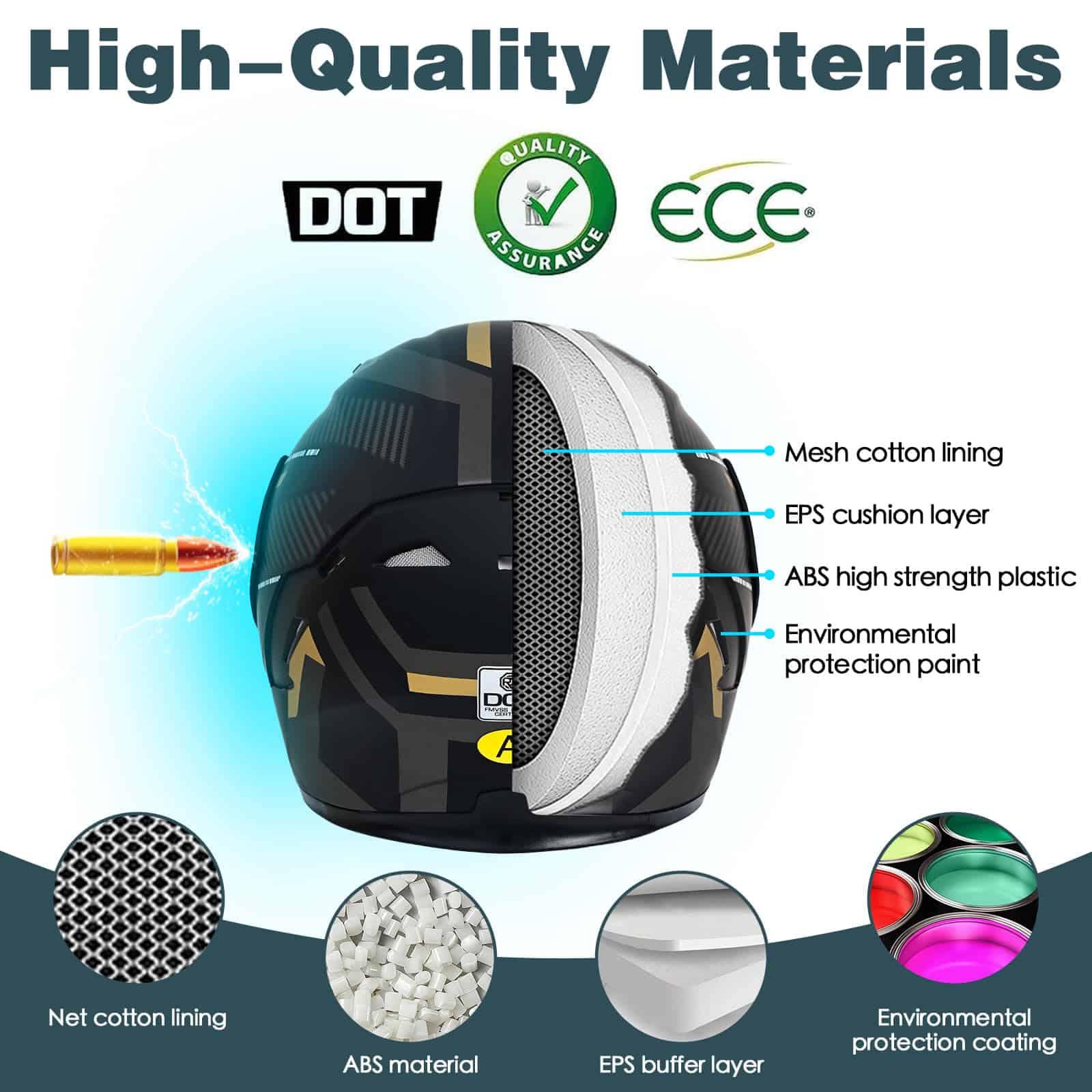 Casco Modular de Motocicleta con Bluetooth, Aprobado DOT, - Imagen 4