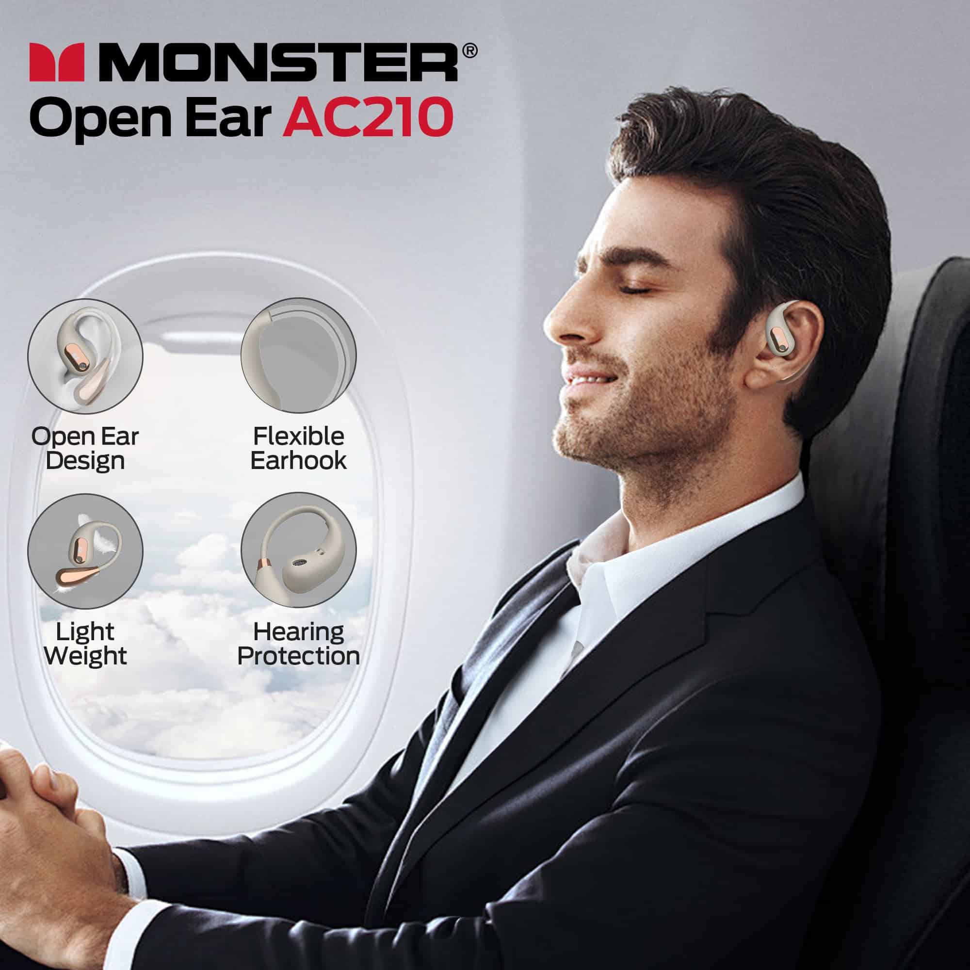 Audífonos abiertos Monster Open Ear AC210, Bluetooth 5.4, - Imagen 3