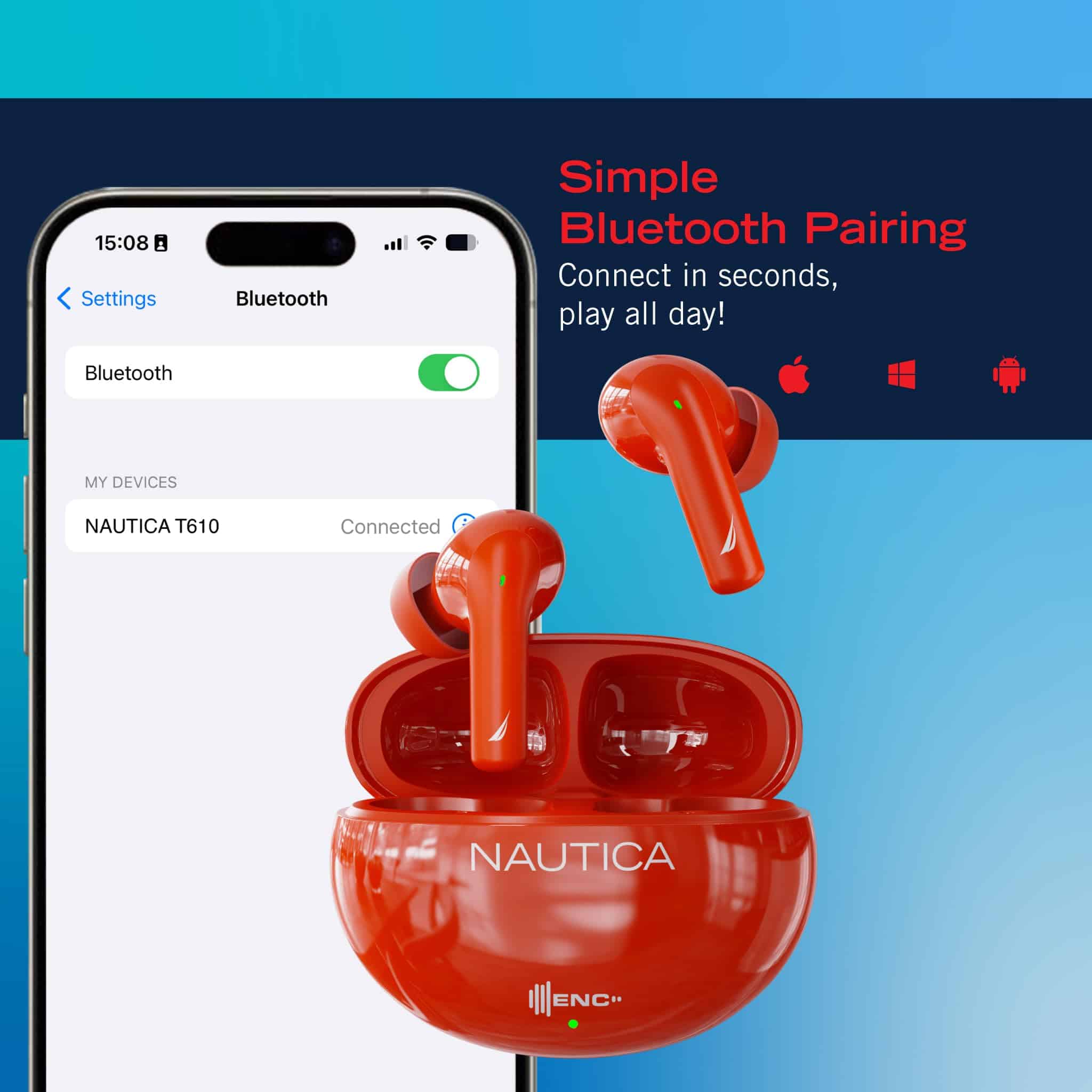 Audífonos Inalámbricos Bluetooth NAUTICA, 16 Horas de - Imagen 6