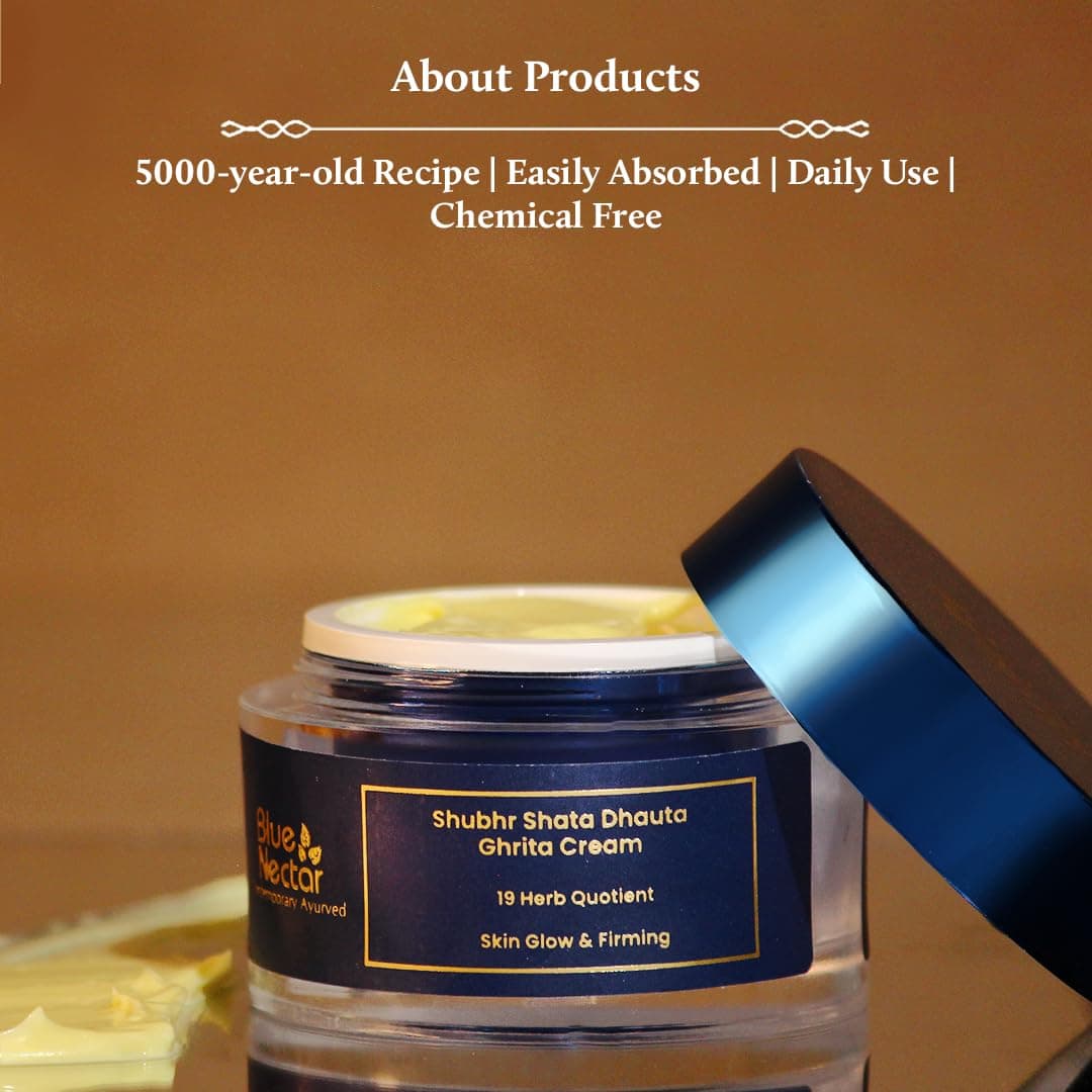 Crema facial Blue Nectar Shata Dhauta Ghrita para hombres | - Imagen 5