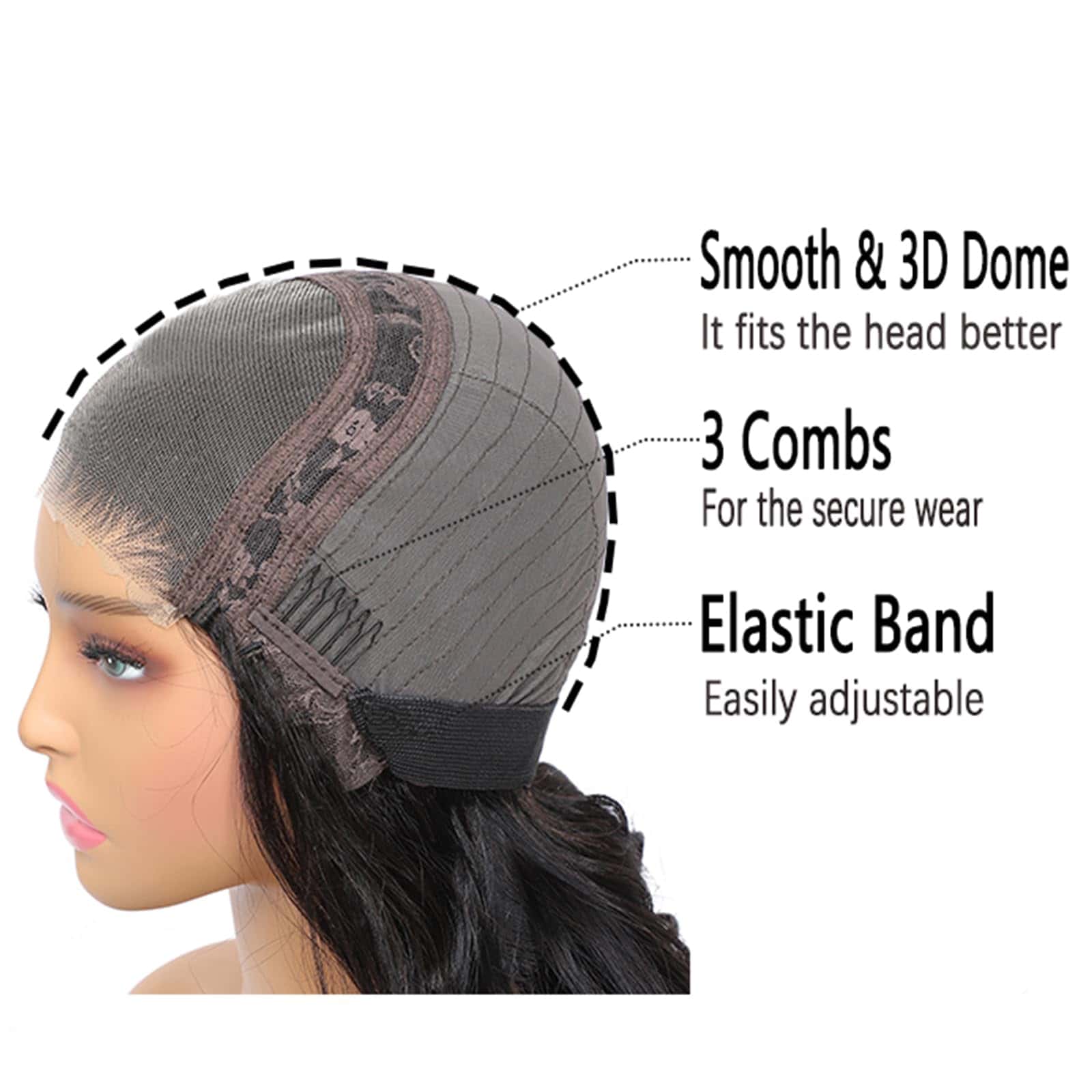 Pelucas de Encaje Frontal de Cierre 5x5 Sin Pegamento - Imagen 5