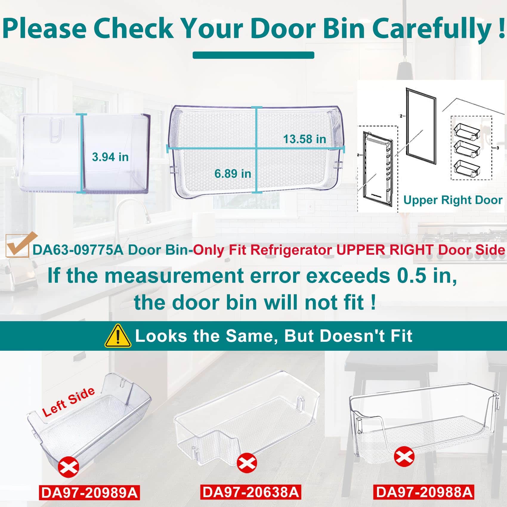 Bandeja de puerta del refrigerador mejorada DA63-09775A, - Imagen 3