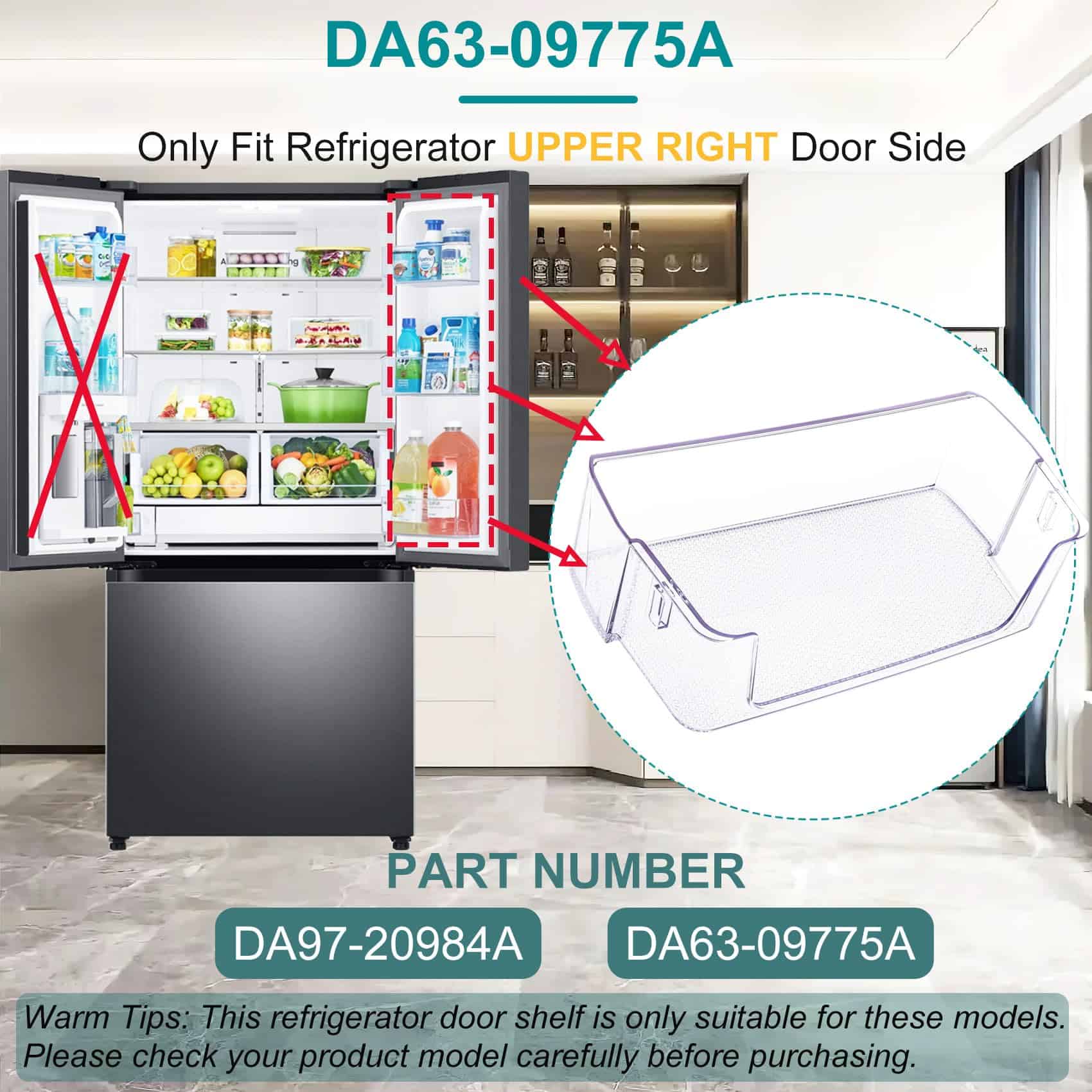 Bandeja de puerta del refrigerador mejorada DA63-09775A, - Imagen 4