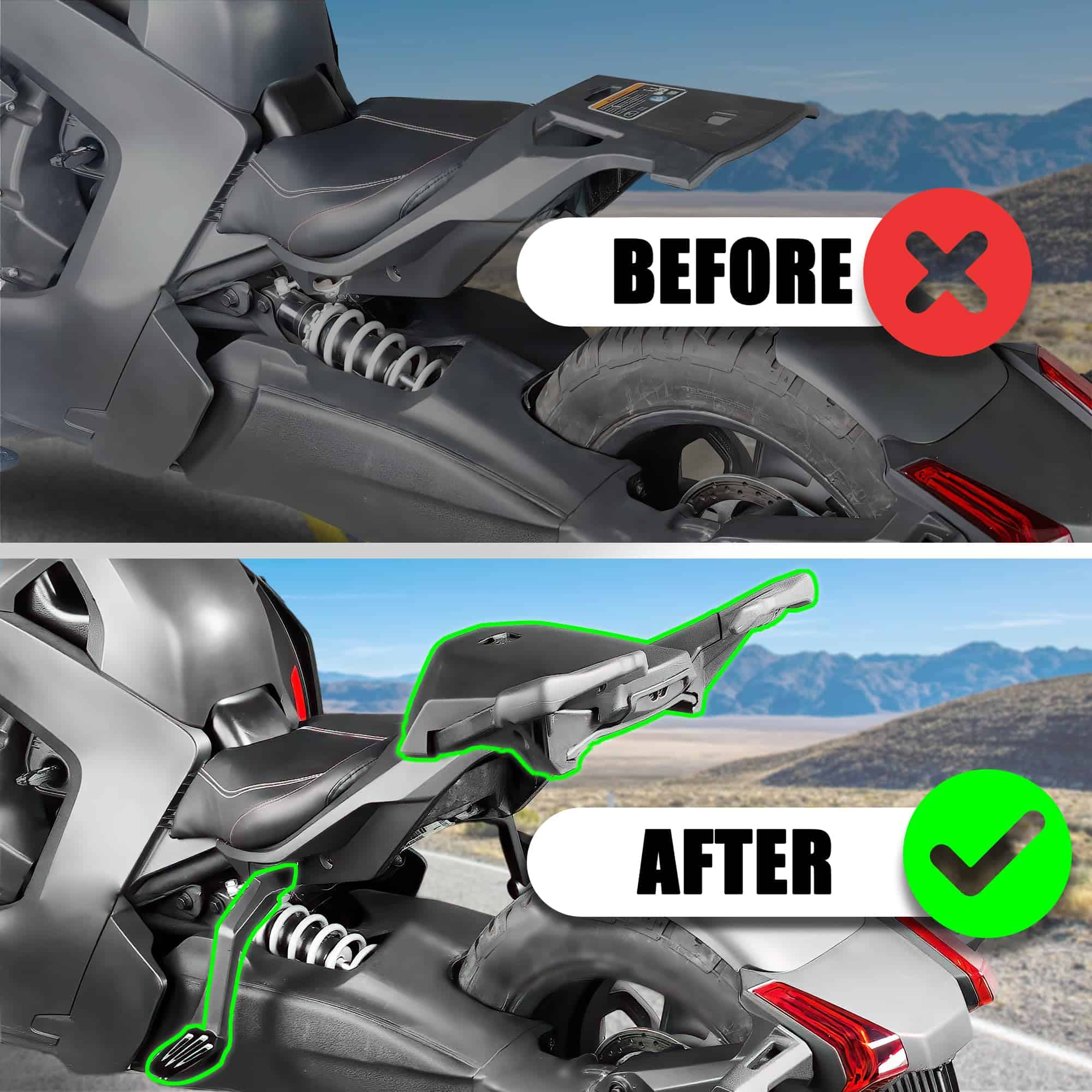 Asiento trasero para pasajero Hutexico con reposapiés - Imagen 8