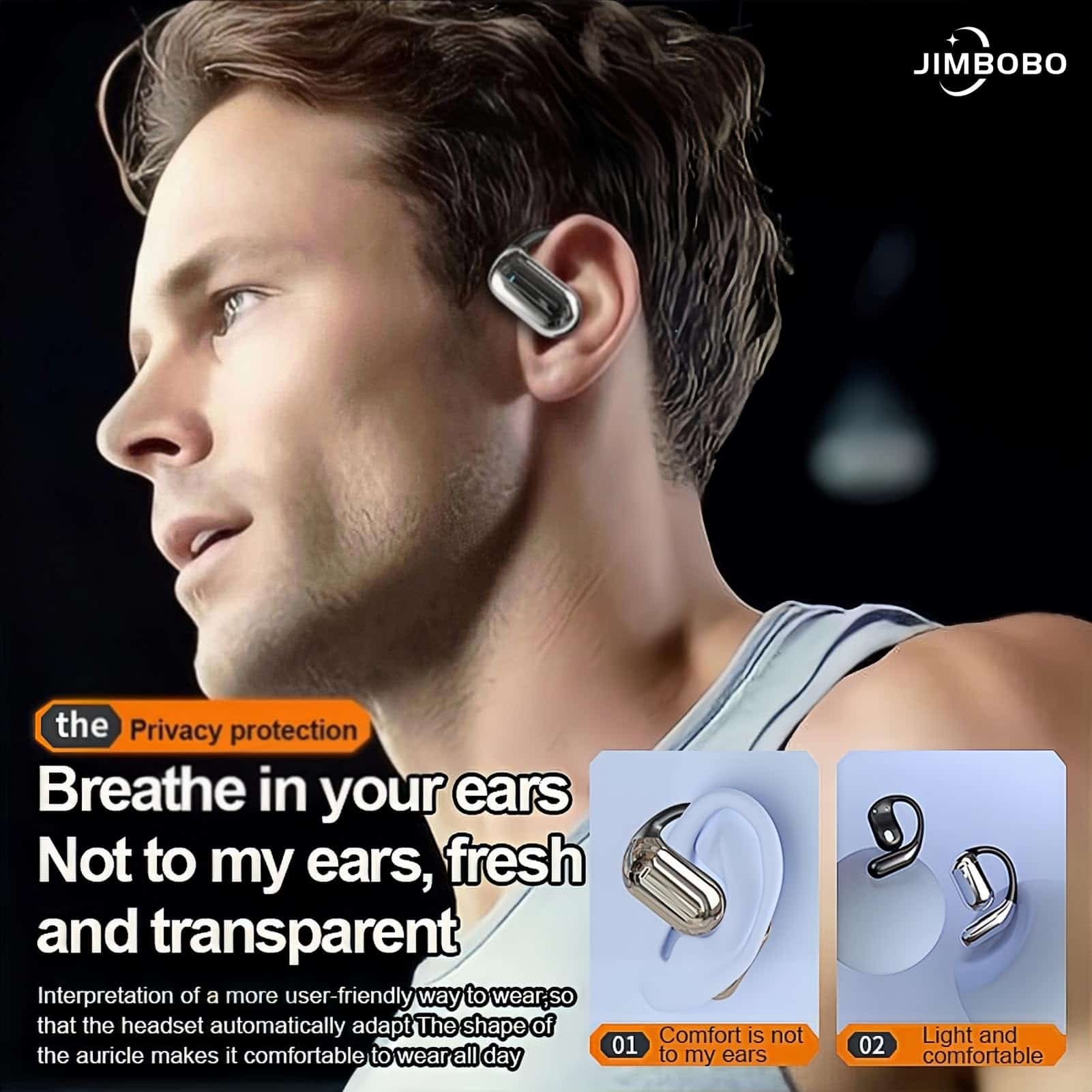 Audífono de Oreja Abierta JIMBOBO Bluetooth 5.4 Inalámbrico - Imagen 4