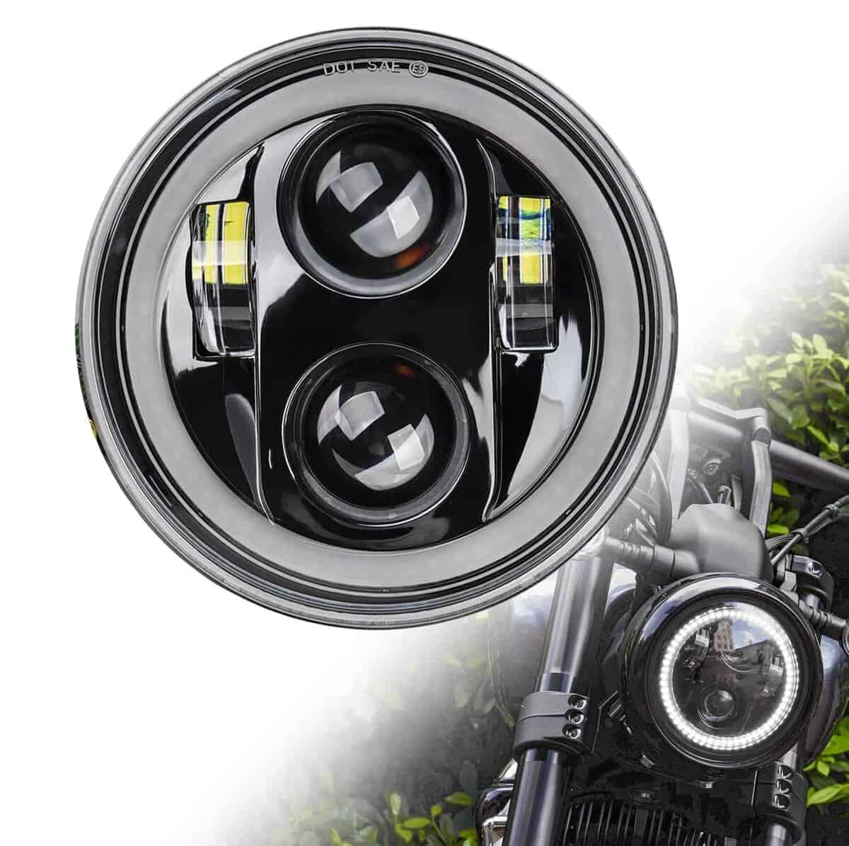SINLIRU Faro Delantero LED para Motocicleta 5.75 Pulgadas