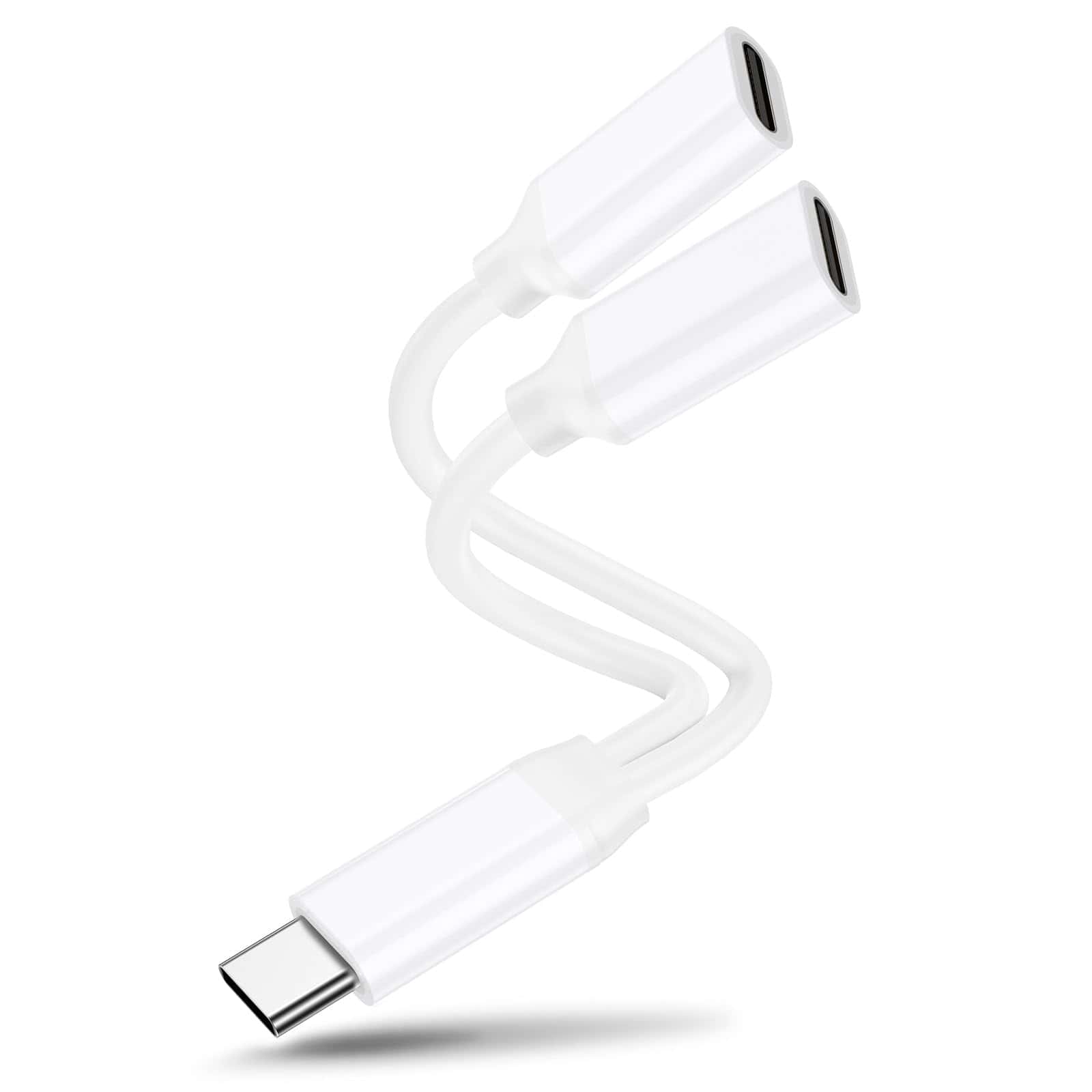 Adaptador Divisor de Carga Rápida y Audífonos USB C Dual,