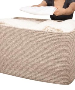 Canasta de almacenamiento extra grande de cuerda de algodón