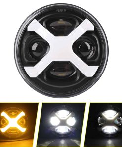 SINLIRU 5.75 pulgadas 5-3/4 Faro de Motocicleta Negro X DRL