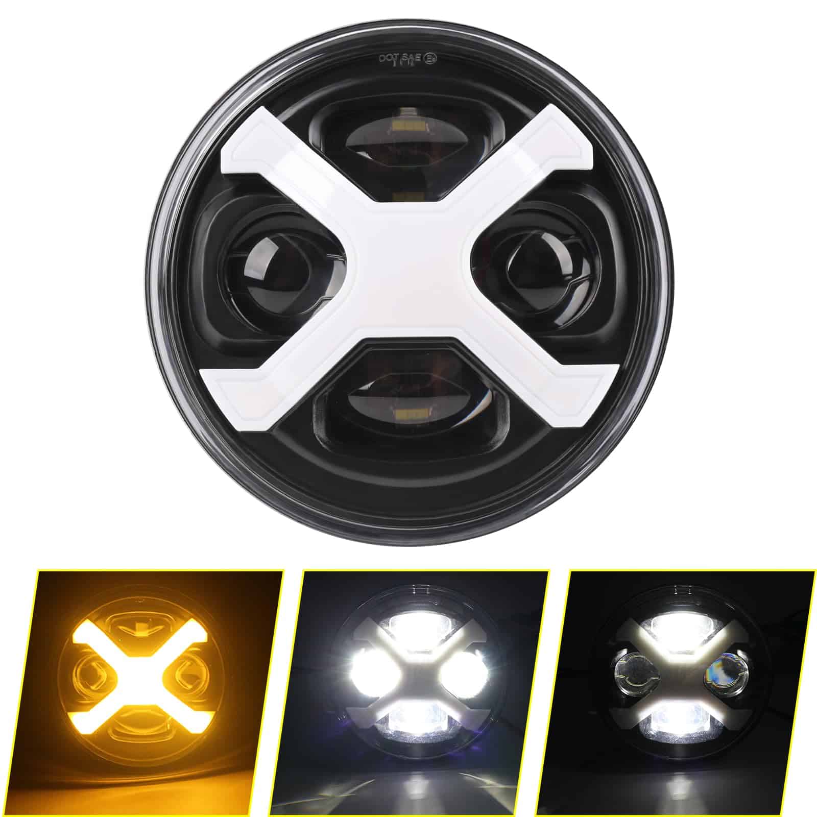 SINLIRU 5.75 pulgadas 5-3/4 Faro de Motocicleta Negro X DRL