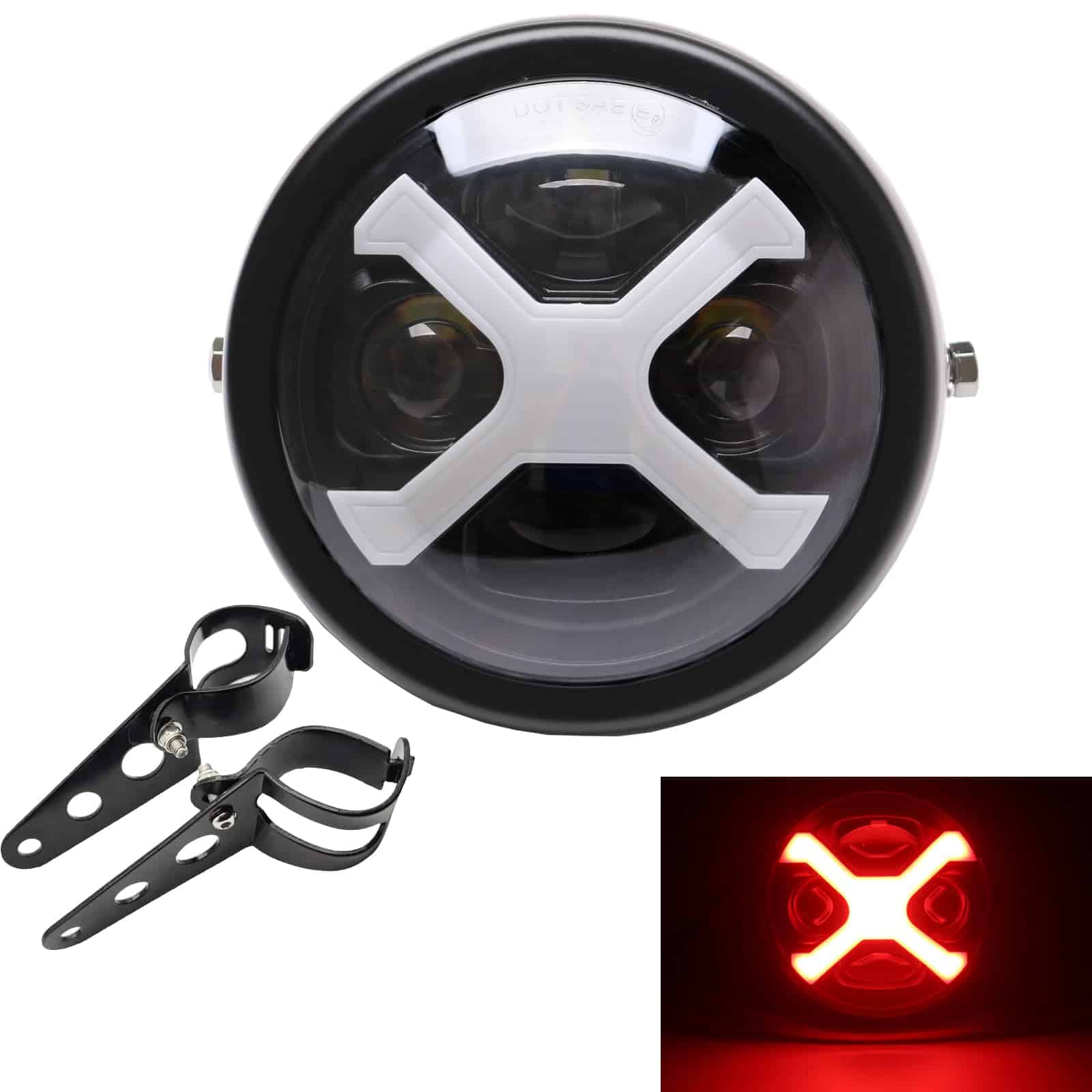 SINLIRU 5.75 pulgadas 5-3/4 Faro de Motocicleta LED Negro X