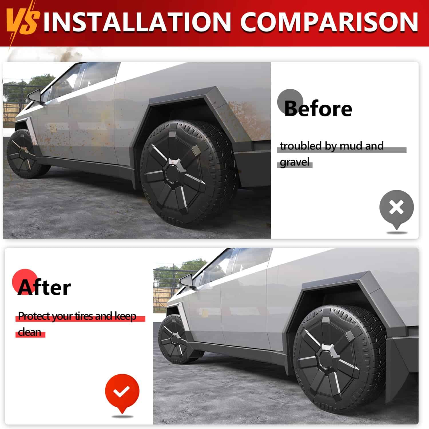 Guardabarros Xipoo compatible con Tesla Cybertruck 2023 - Imagen 3