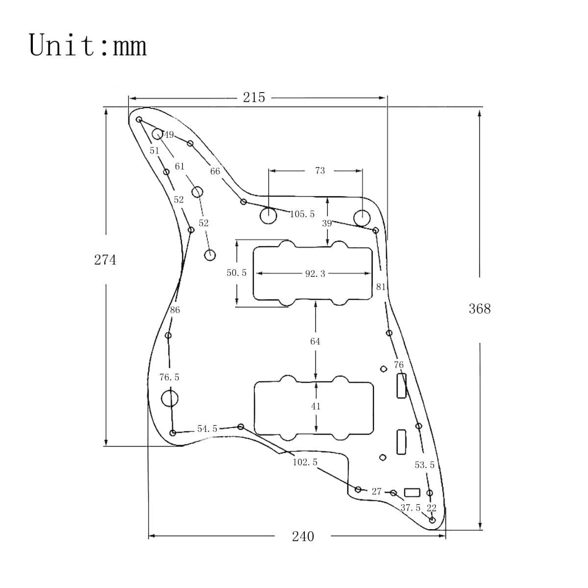 Pickguard de guitarra eléctrica de aluminio -Plata - Imagen 8