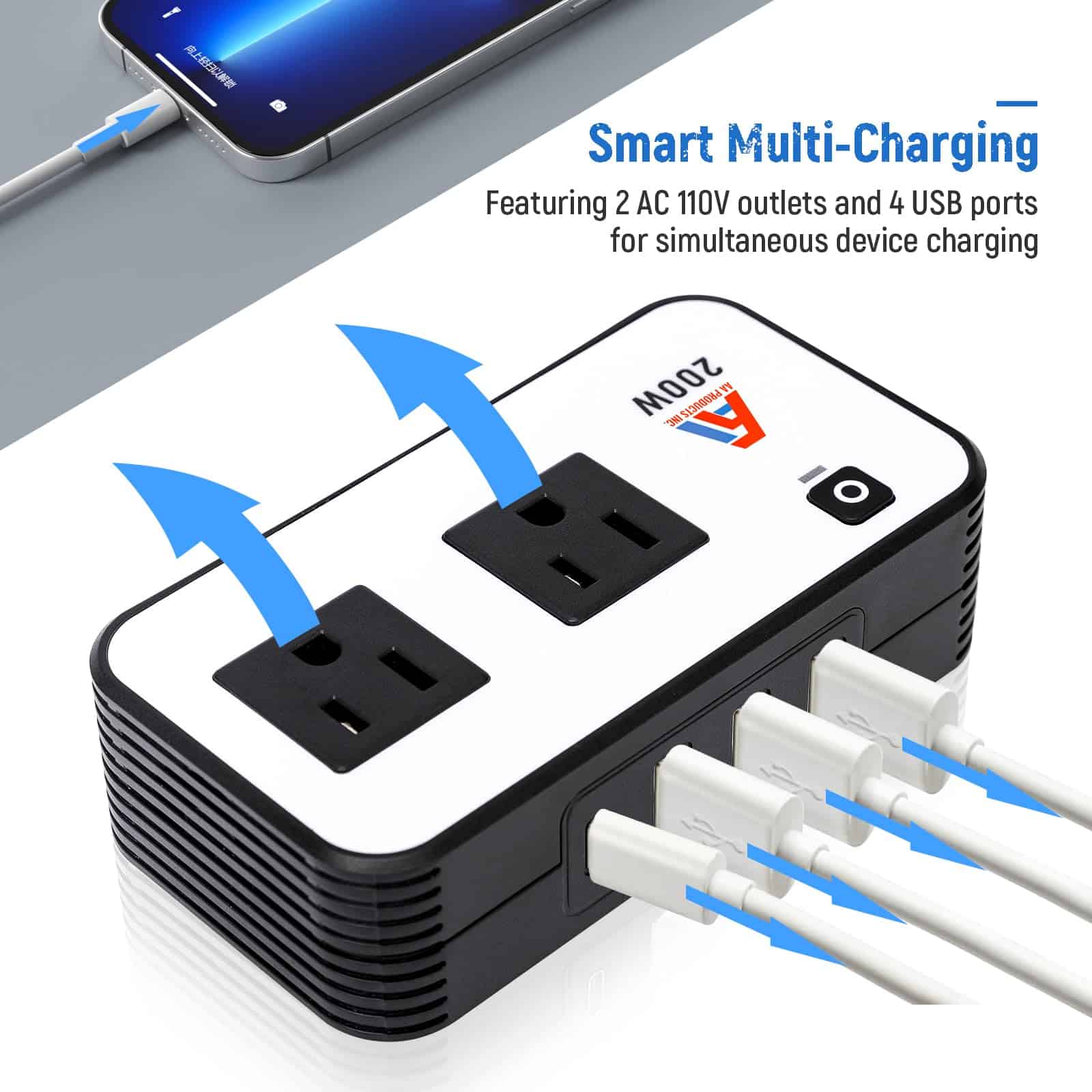 Inversor de corriente AA Products P-SH-Power 12V DC a 110V - Imagen 5