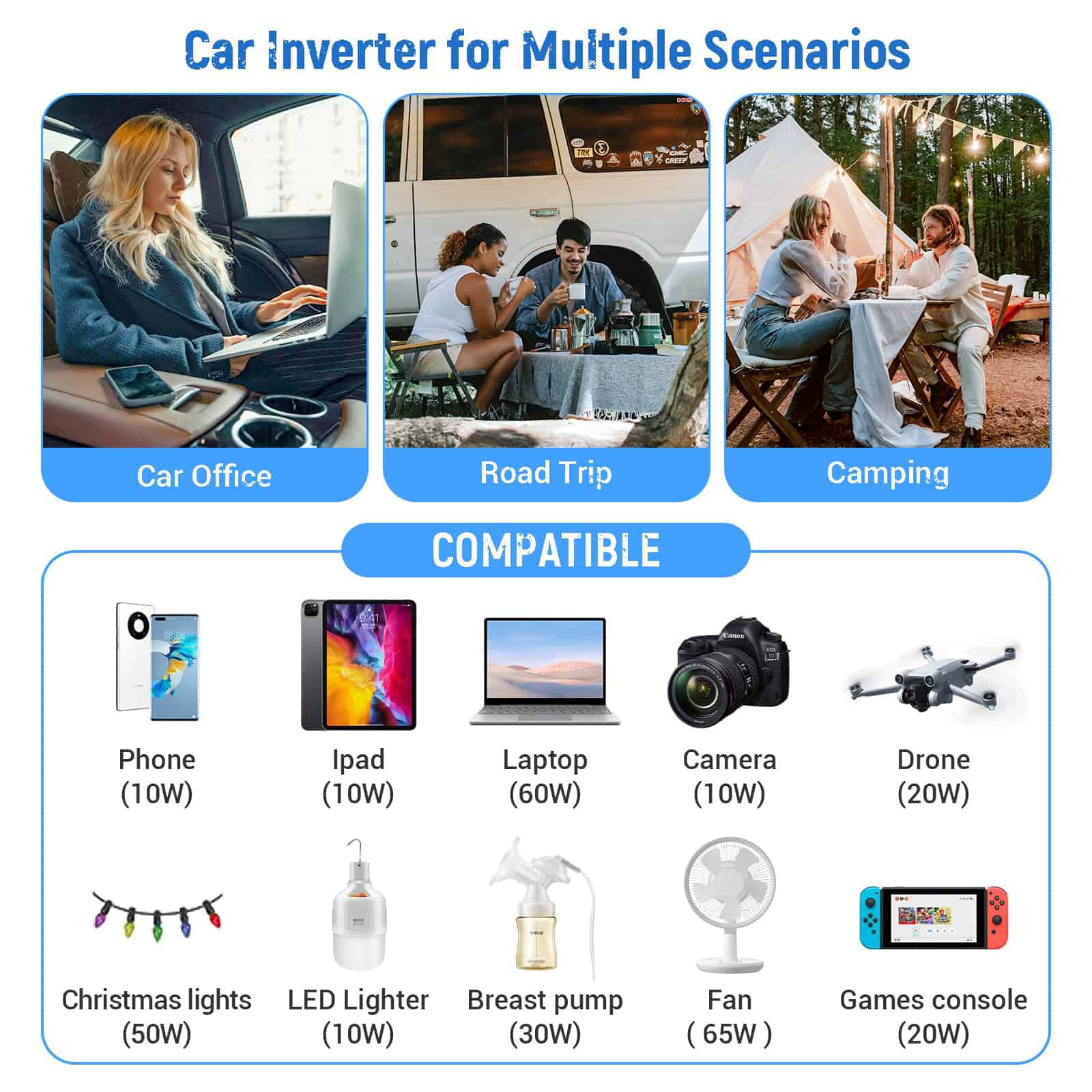 Inversor de corriente AA Products P-SH-Power 12V DC a 110V - Imagen 7