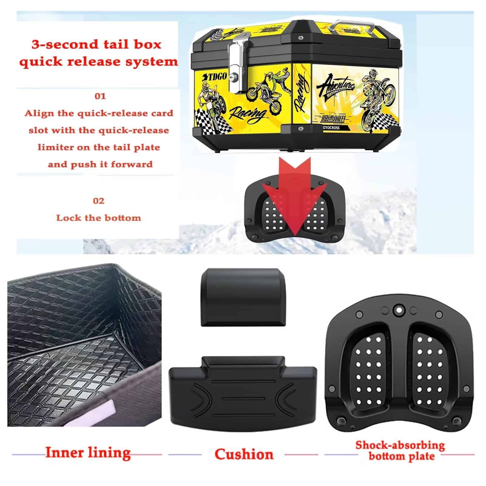 Maleta Maletero para Motocicleta Xinpinzhou 45L, Caja de - Imagen 4