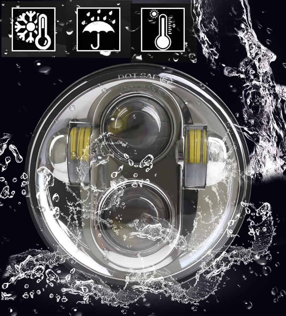 SINLIRU Faro LED de 5.75 pulgadas con Cubierta Cromada para - Imagen 3