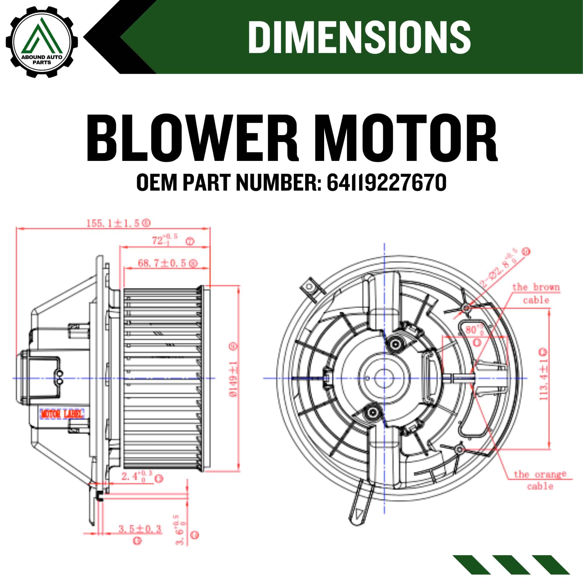 Abound Auto Parts 64119227670 Ensamblaje de Motor Soplador - Imagen 6