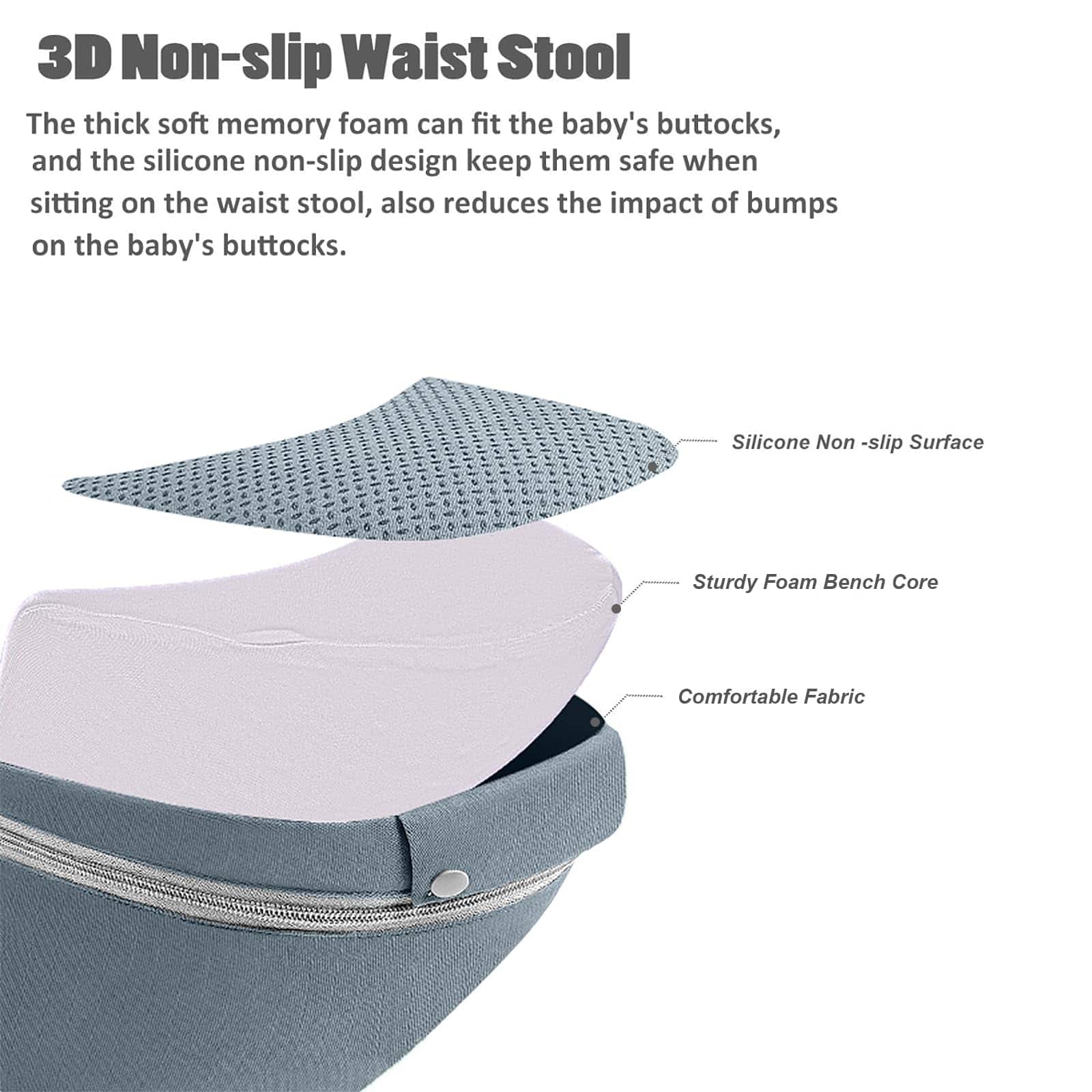 Portabebés Ergonómico con Asiento de Cadera Bolsa Canguro - Imagen 5