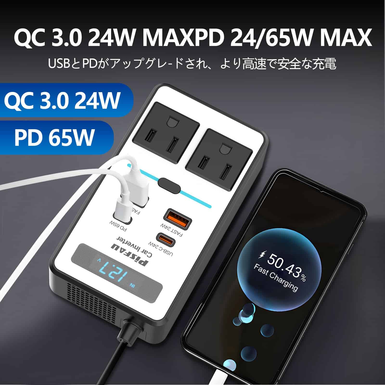 Inversor de corriente para automóvil de 200W -e voltaje - Imagen 4