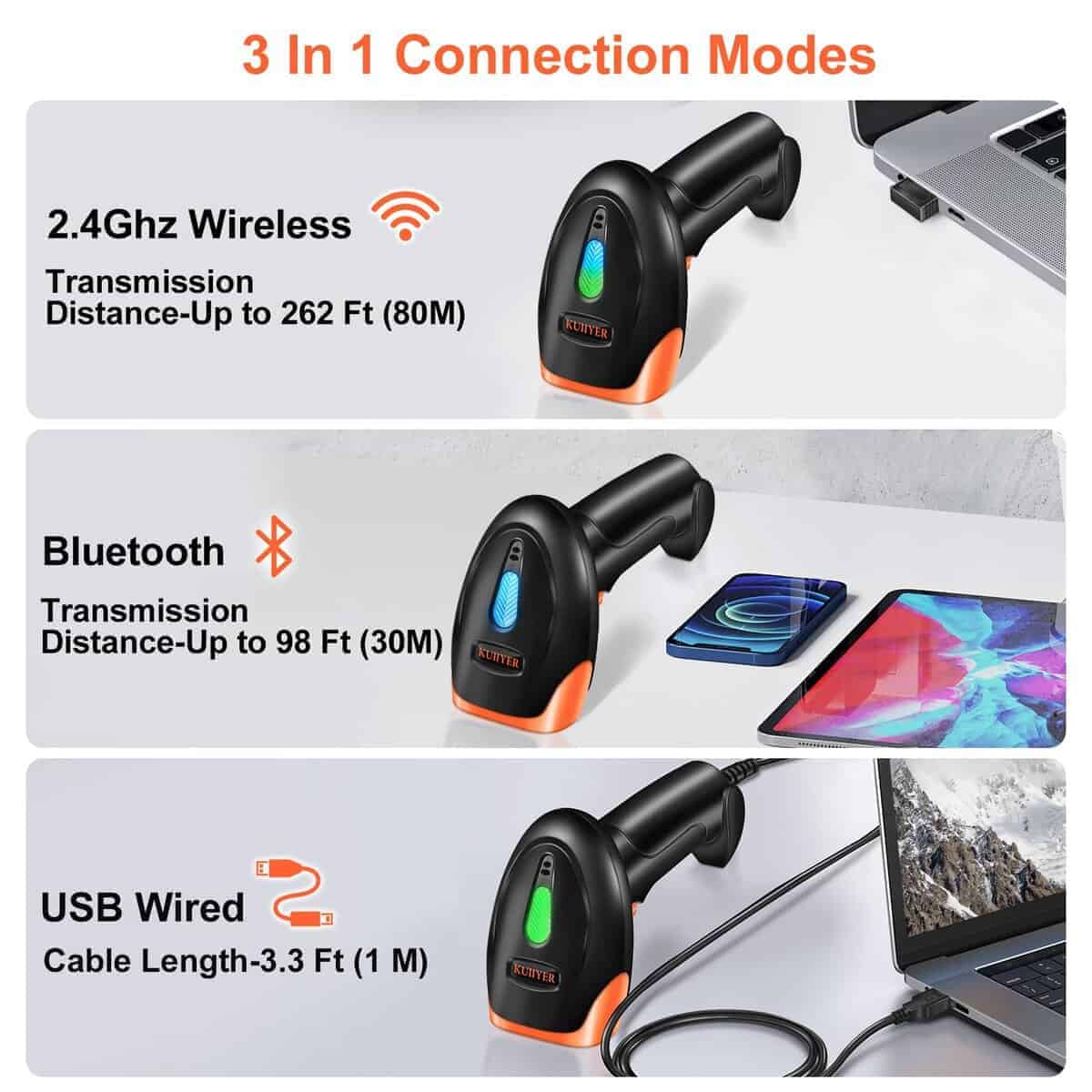 Escáner de Código de Barras Bluetooth KUIIYER, Escáner de - Imagen 4