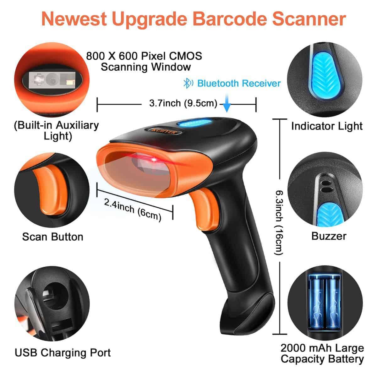 Escáner de Código de Barras Bluetooth KUIIYER, Escáner de - Imagen 3