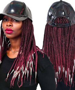 Extensiones de Trenzas de Caja ELVAELFI de 14" en Borgoña