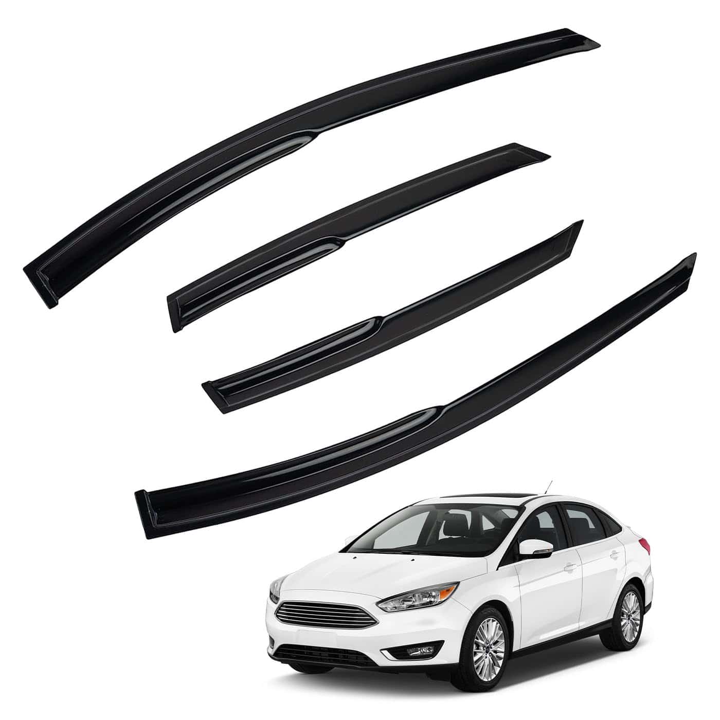 4pcs Viseras de Ventana 3D Estilo MU Ondulado Compatible