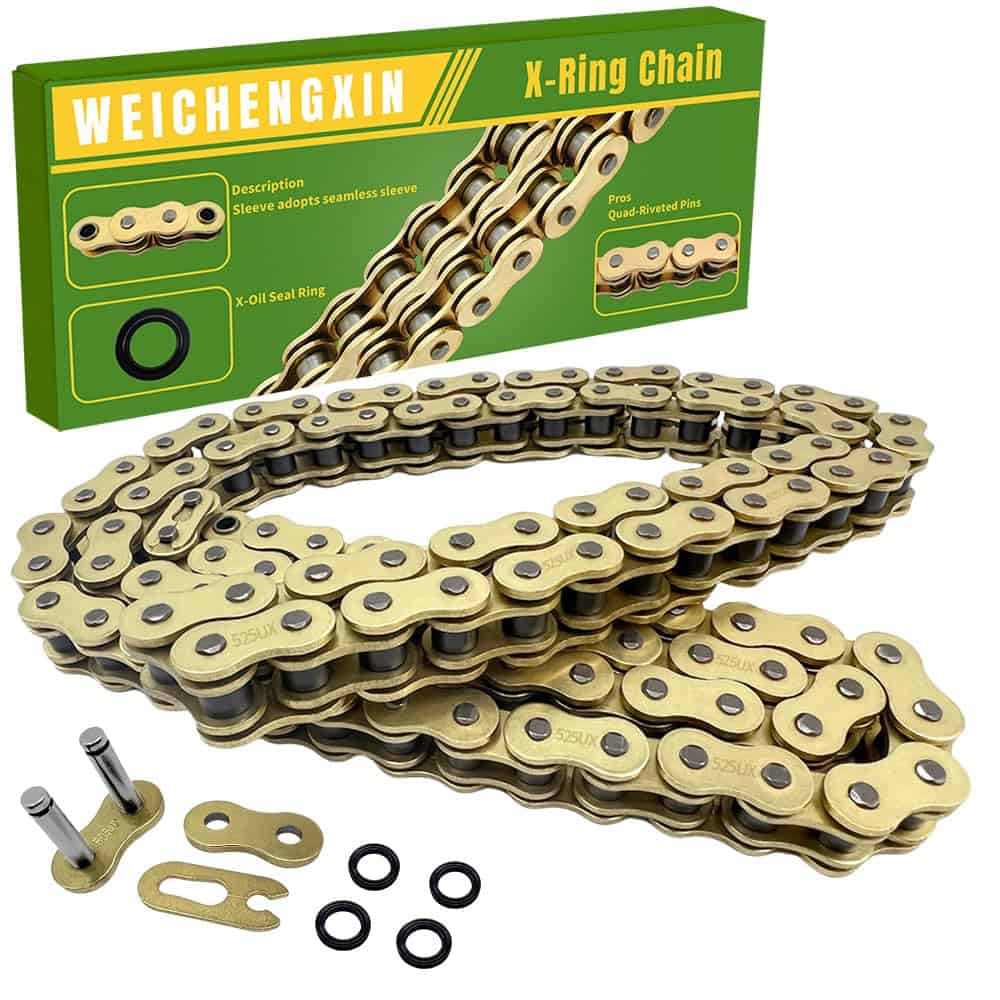 Cadena WEICHENGXIN Gold 525 X-Ring 106 Links para