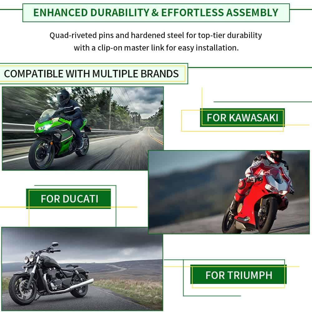 Cadena de Motocicleta WEICHENGXIN Gold 525 X-Ring 112 - Imagen 6