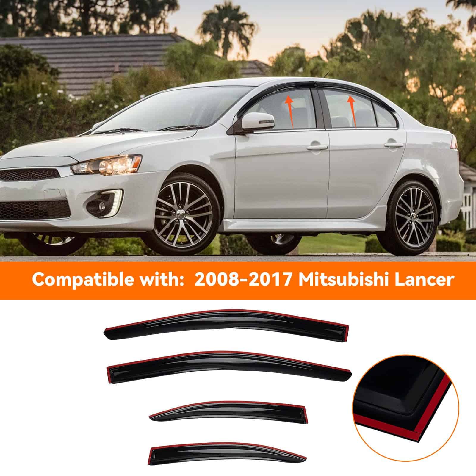 Juego de 4 piezas de Viseras de Ventana 3D Estilo MU JDM - Imagen 3