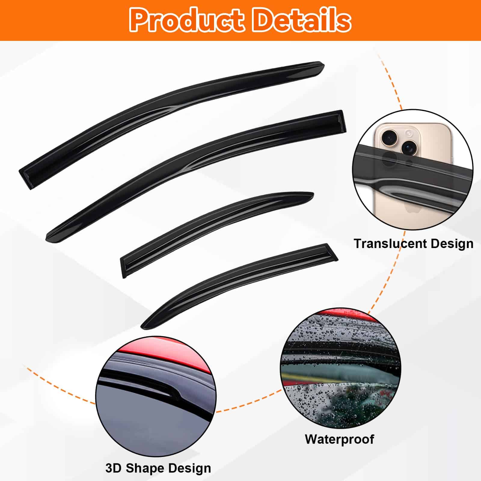 Juego de 4 piezas de Viseras de Ventana 3D Estilo MU JDM - Imagen 4